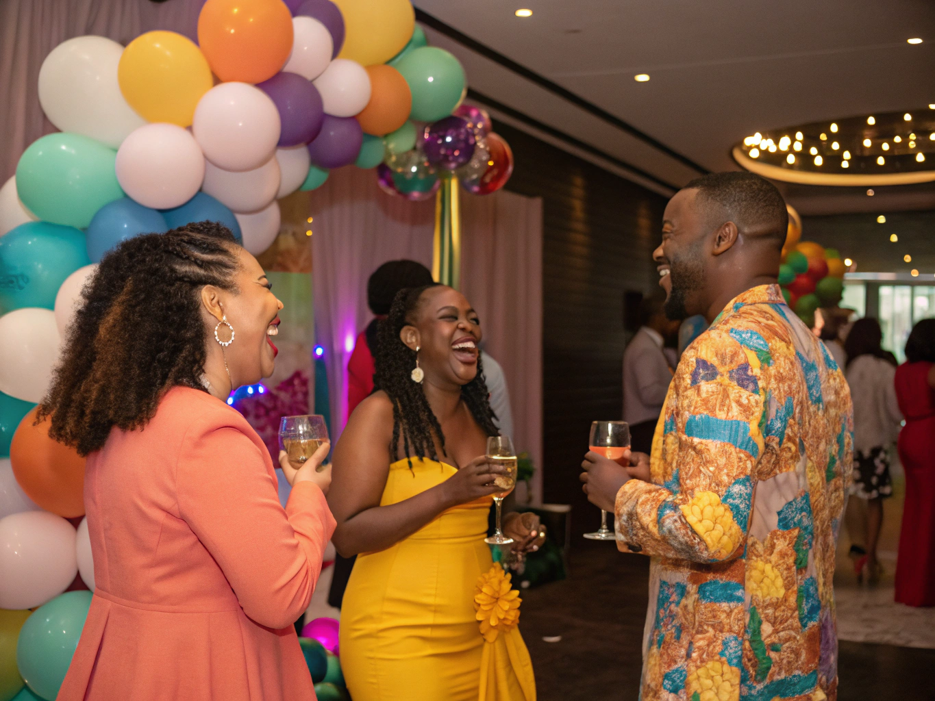 Guests enjoying vibrant photo-ready balloon art